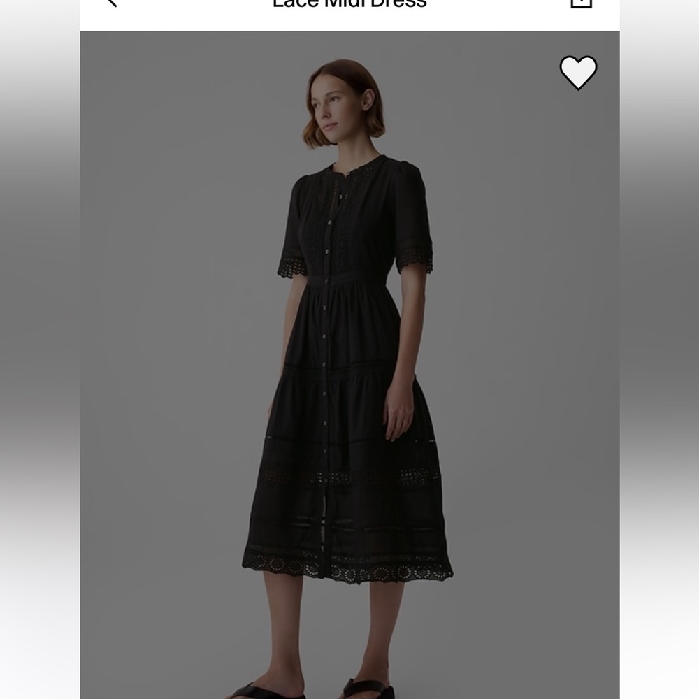 GAP Black Lace Button-Down Midi Dress